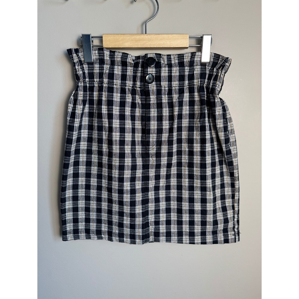 Plaid Paperbag Waist Mini Skirt Black White Dark Academia Grunge‎ Preppy Small